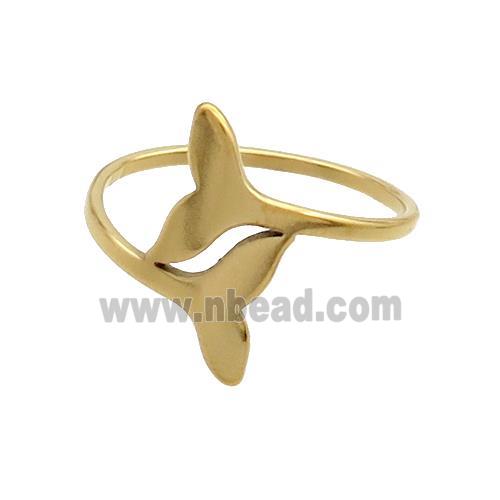 Stainless Steel Rings Sharktail Gold Plated