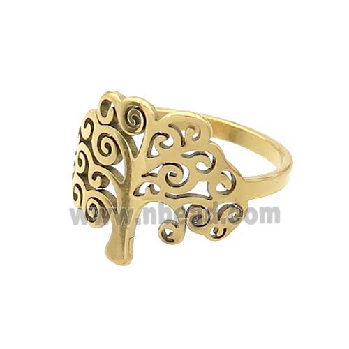 Stainless Steel Rings Tree Gold Plated