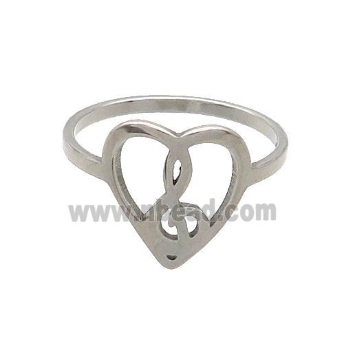 Raw Stainless Steel Rings Musical Notes