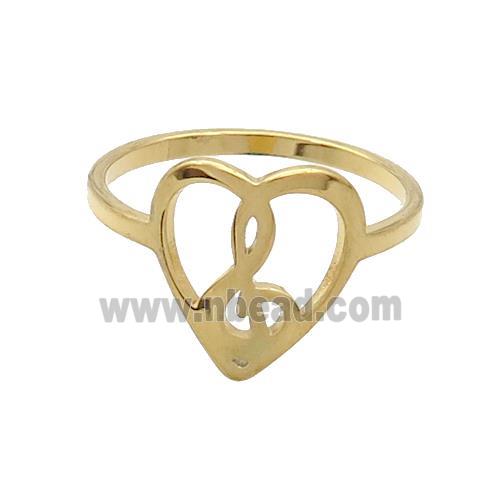 Stainless Steel Rings Musical Notes Gold Plated
