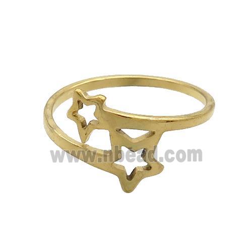 Stainless Steel Rings Star Gold Plated