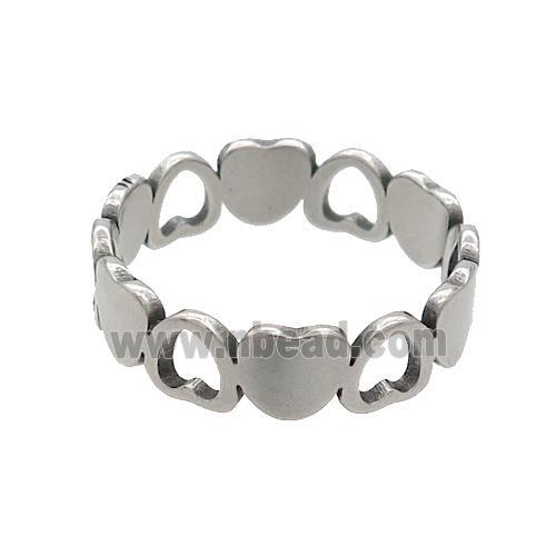 Raw Stainless Steel Rings Heart