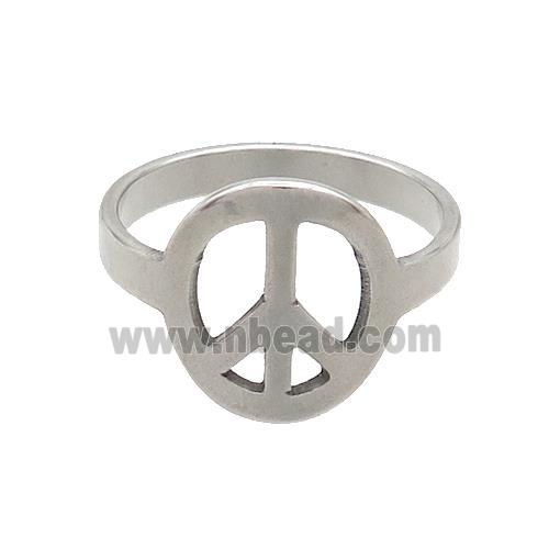 Raw Stainless Steel Rings Peace Signs