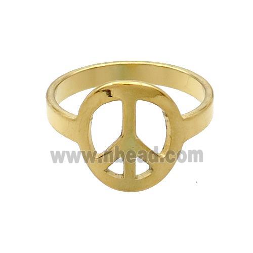 Stainless Steel Rings Peace Signs Gold Plated