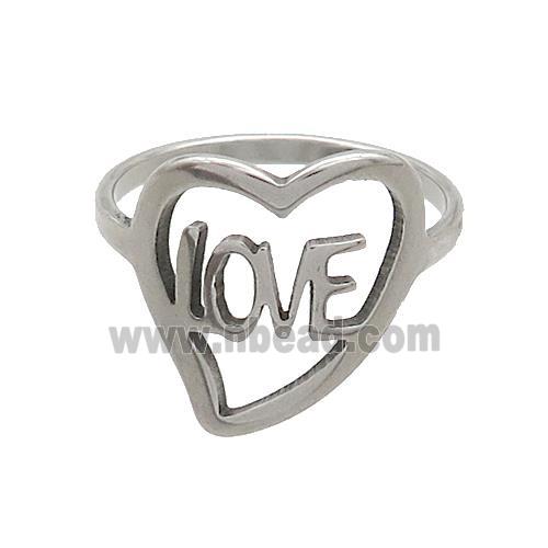Raw Stainless Steel Rings LOVE Heart