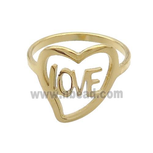 Stainless Steel Rings LOVE Heart Gold Plated