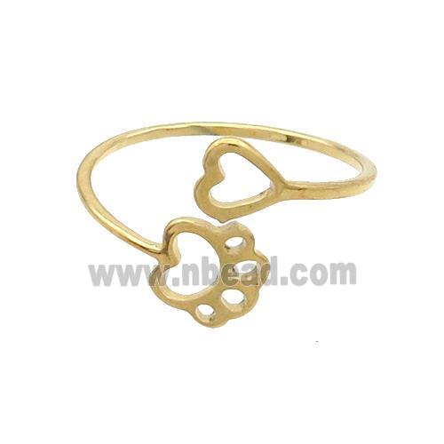 Stainless Steel Rings Paw Gold Plated