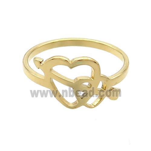 Stainless Steel Rings Cupid Arrow Gold Plated