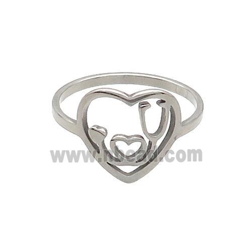 Raw Stainless Steel Heart Rings ILOVEU