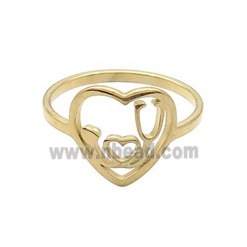 Stainless Steel Heart Rings ILOVEU Gold Plated