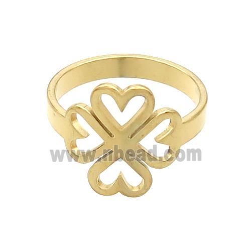 Stainless Steel Rings Heart Gold Plated