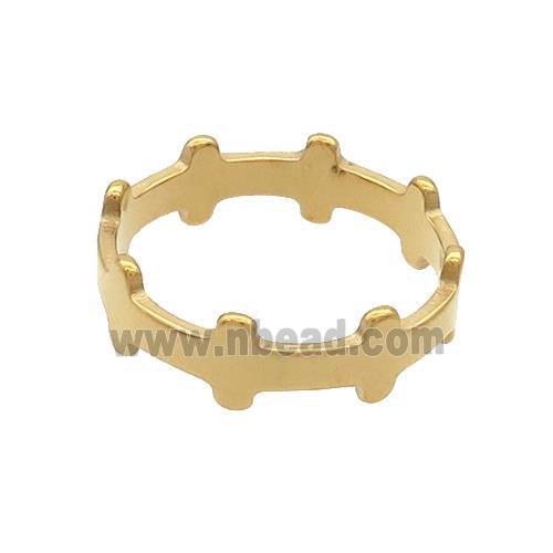 Stainless Steel Rings Crosses Gold Plated
