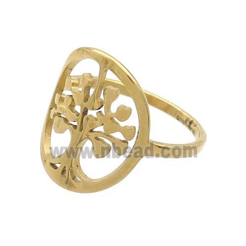 Stainless Steel Rings Tree Of Life Gold Plated