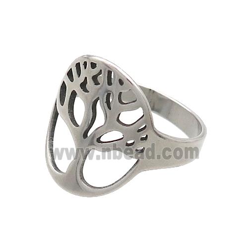 Raw Stainless Steel Rings Tree Of Life