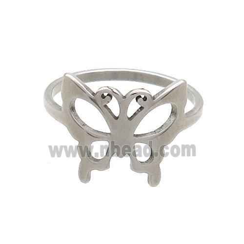Raw Stainless Steel Rings Butterfly