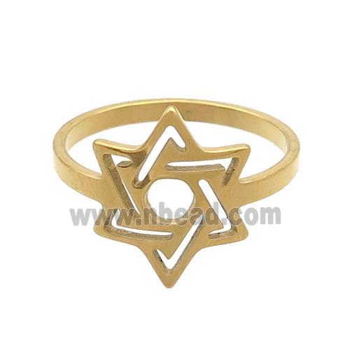 Stainless Steel Rings David Star Gold Plated
