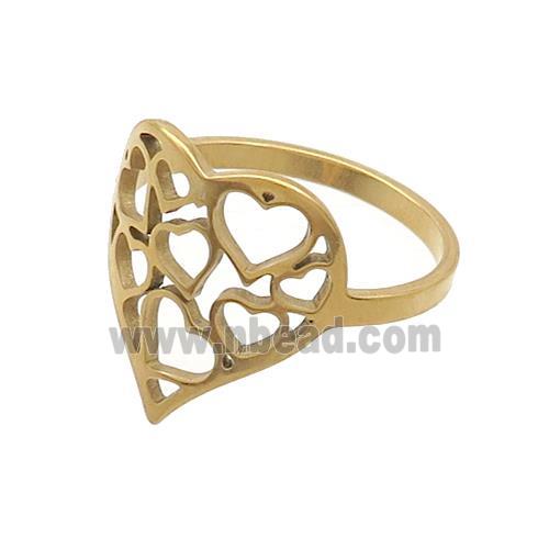 Stainless Steel Heart Rings Gold Plated