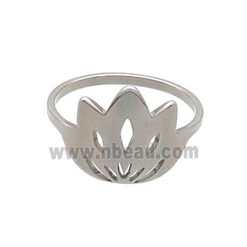 Raw Stainless Steel Lotus Rings Flower
