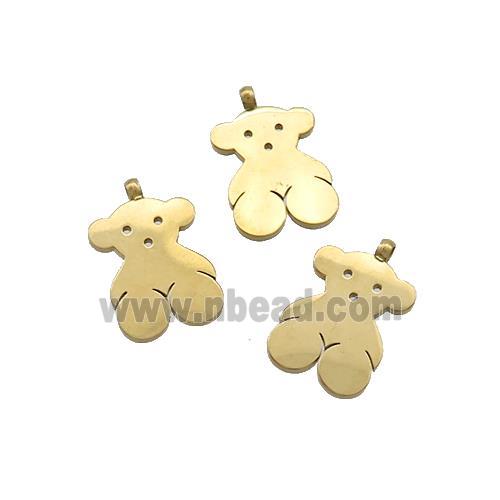 Stainless Steel Bear Pendant Gold Plated