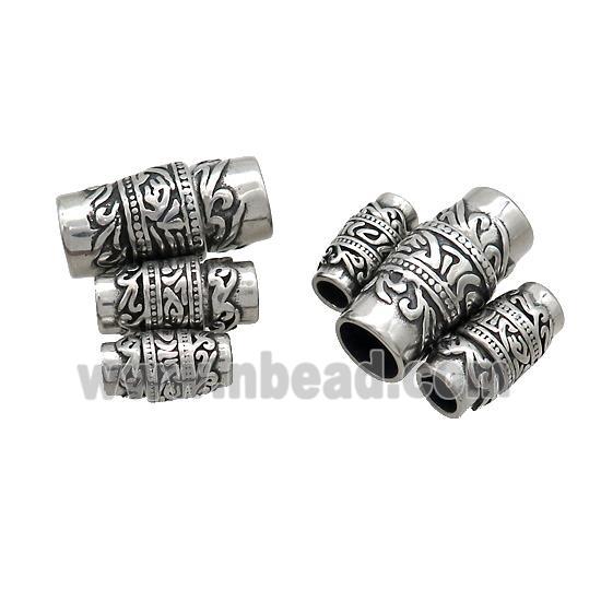 Stainless Steel Magnetic Clasp Large Hole Antique Silver