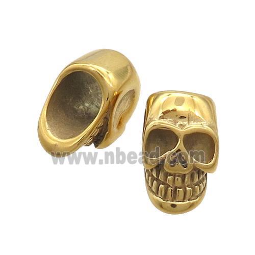 Stainless Steel Skull Beads Large Hole Gold Plated
