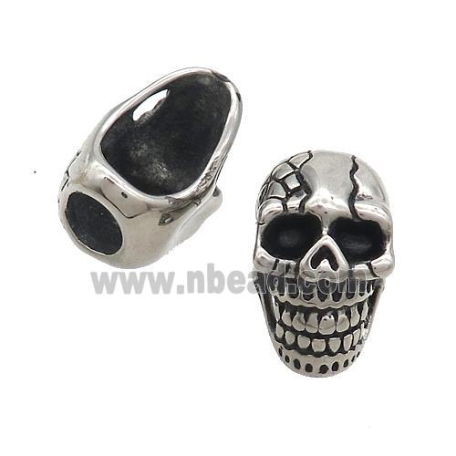 Stainless Steel Skull Beads Large Hole Antique Antique Silver