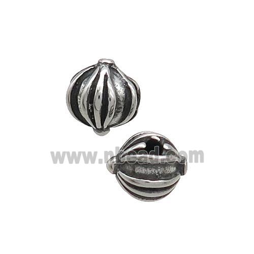 Stainless Steel Lantern Beads Antique Silver
