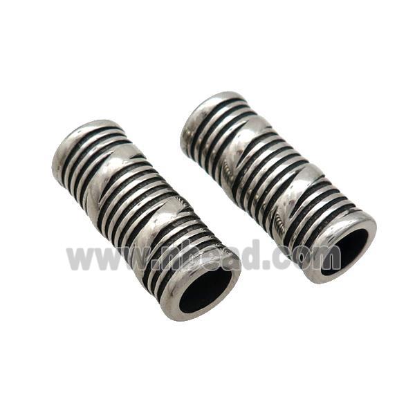 Stainless Steel Column Tube Beads Large Hole Antique Silver