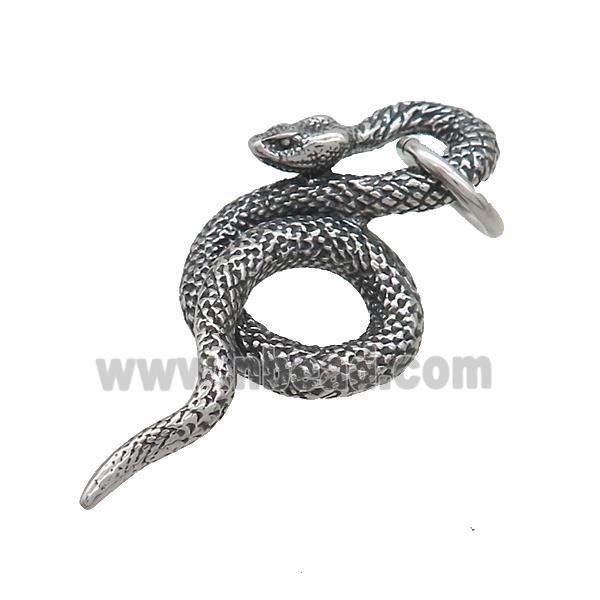 Stainless Steel Snake Charms Pendant Antique Silver