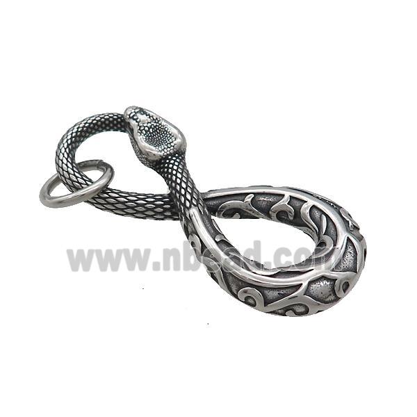 Stainless Steel Snake Pendant Antique Silver