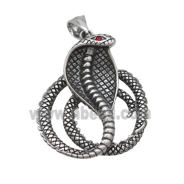 Stainless Steel Snake Pendant Antique Silver