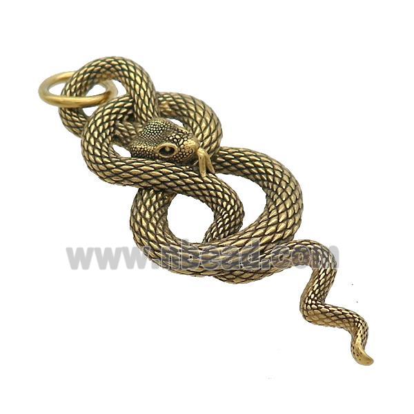 Stainless Steel Snake Charms Pendant Antique Gold