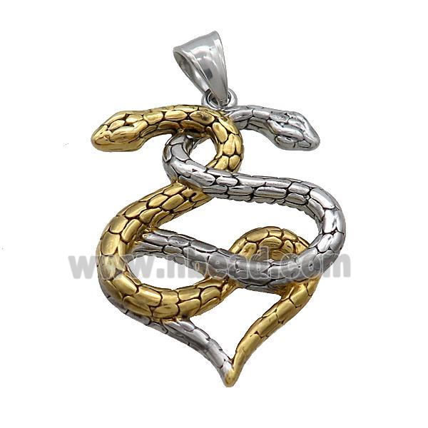 Stainless Steel Snake Pendant Double Gold Plated