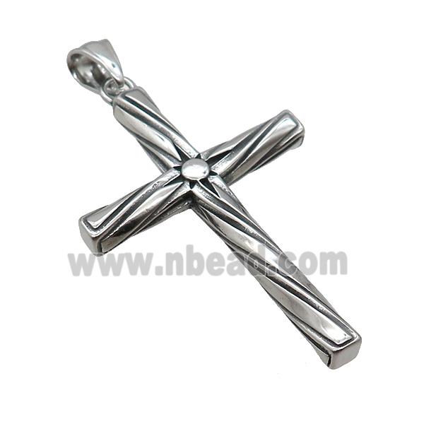 Stainless Steel Cross Pendant Antique Silver