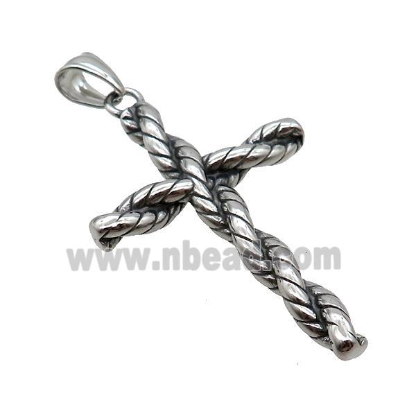 Stainless Steel Cross Charms Pendant Antique Silver