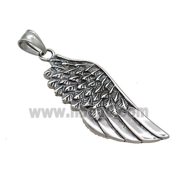 Stainless Steel Angel Wings Pendant Antique Silver
