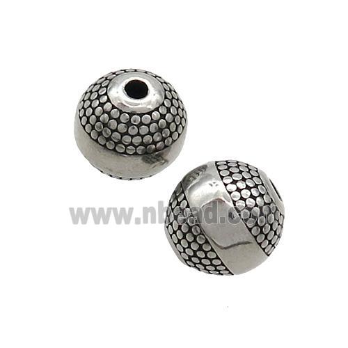 Stainless Steel Beads Round Antique Silver