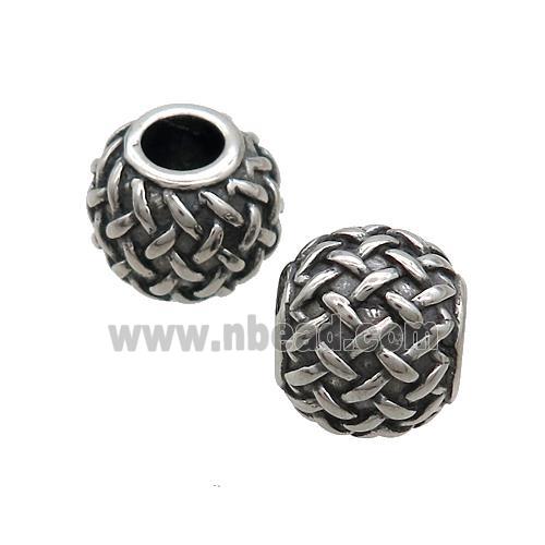 Stainless Steel Beads Round Large Hole Antique Silver