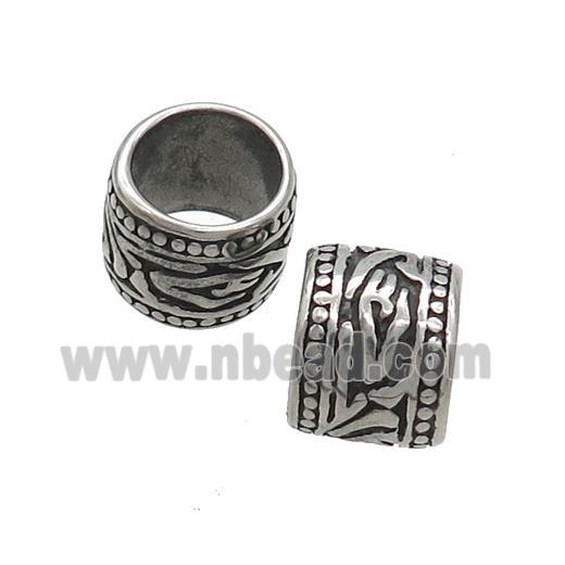 Stainless Steel Column Beads Large Hole Antique Silver