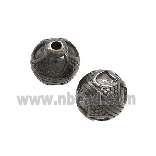Stainless Steel Round Beads Black Plated