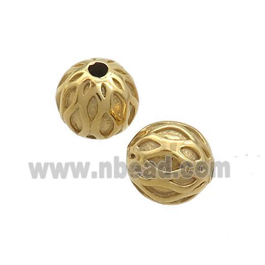 Stainless Steel Round Beads Gold Plated