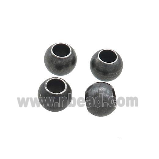 Stainless Steel Round Beads Large Hole Black Plated