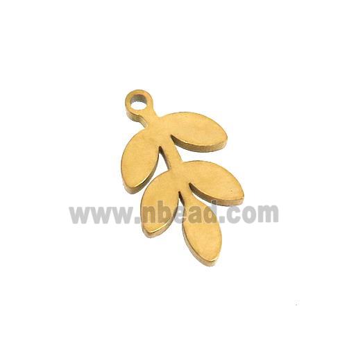 Stainless Steel Leaf Charms Pendant Gold Plated