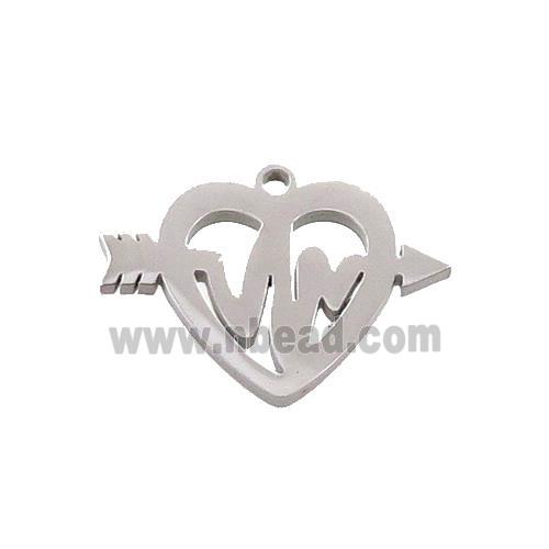 Raw Stainless Steel Heartbeat Charms Pendant