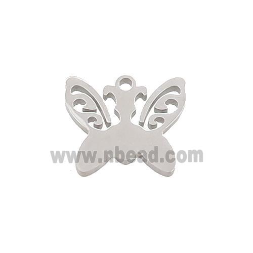Raw Stainless Steel Butterfly Pendant