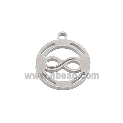 Raw Stainless Steel Infinity Charms Pendant Circle