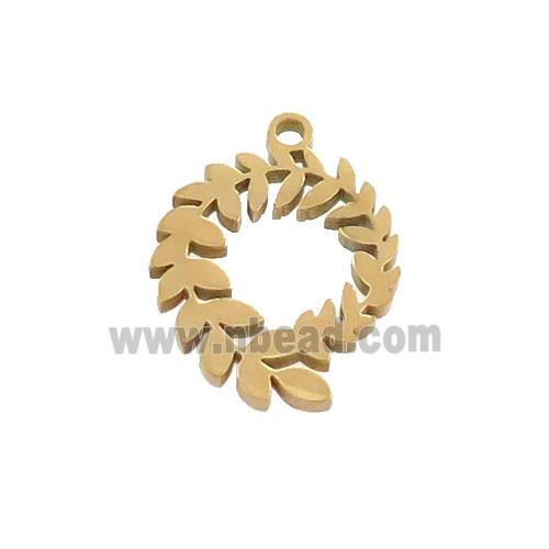 Stainless Steel Christmas Wreath Pendant Gold Plated