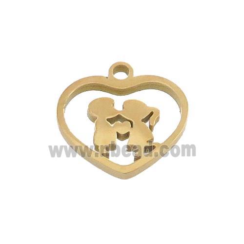 Stainless Steel Couple Heart Pendant Gold Plated