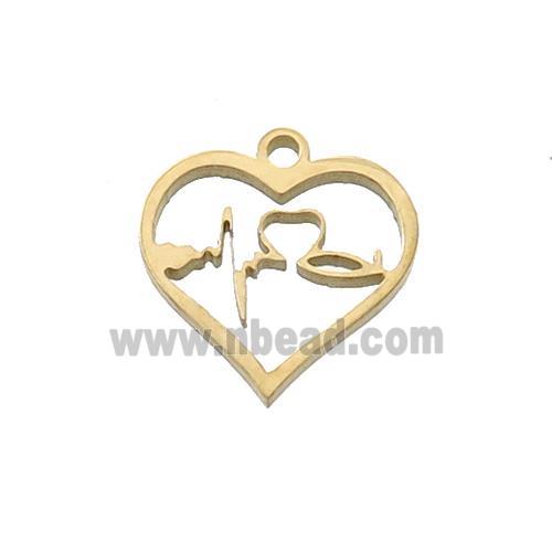 Stainless Steel Heartbeat Charms Pendant Gold Plated