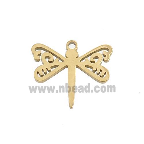 Stainless Steel Dragonfly Charms Pendant Gold Plated